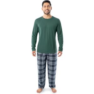 Fruit of the Loom mens Jersey Knit Top and Flannel Pant Pajama Sleep Set, L