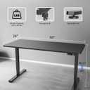 Standing Desk, Height Adjustable Electric Stand up Desk, 55 x 24 Inches Sit Stand Home Office Desk with Splice Board, Black Frame/Black Top