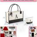 Monogrammed Canvas Tote Bag with Zipper Pockets - Ideal Gift for Mom, Teacher, Sister