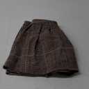 MakeMeChic Women's Pleated Mini Skirt Plaid Print Flared Hem A Line Belted Preppy Short Skirts (Brown, M)