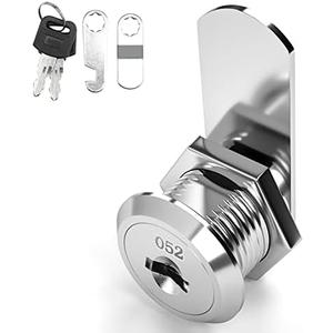 goldenwarm Keyed Different, Mailbox Cam Lock 5/8" Cylinder, Cabinet Cam Lock Secured File Cabinet Lock with Keys Toolbox Lock Zinc Alloy Drawer Locks and Key, Satin Nickel Finish, 1 Pack