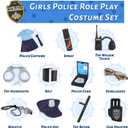 deAO Police Costume for Girls Police Officer Costume Pretend Play Accessories Role Play Cop Costume Accessories for Kids (Blue, L)