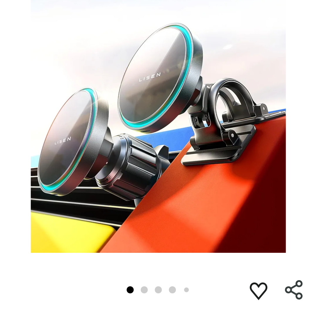 LISEN for 15W MagSafe Car Mount Charger,2025 Super Solutions for All Cars,100% Ultra Stabilized Clip & Nano Adhesive Base,Charge While Using Fits iPhone 16 15 14 13 12,Samsung with MagSafe