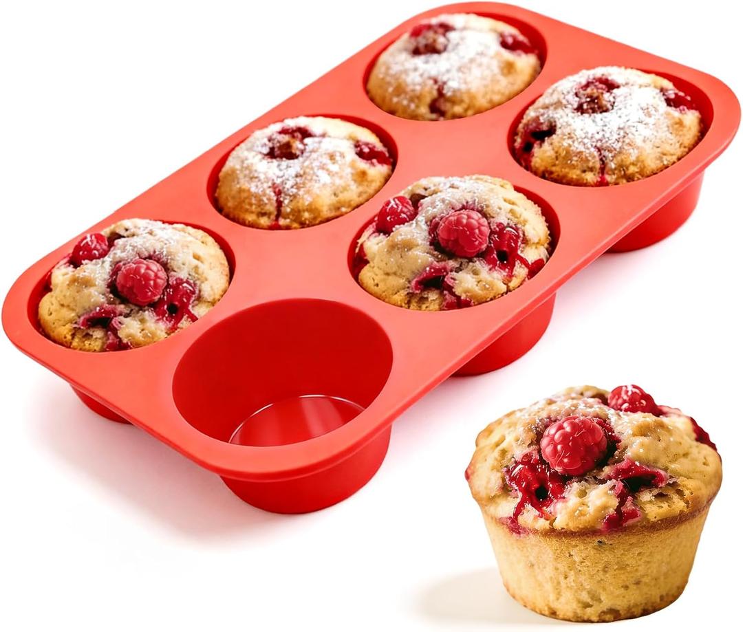 Jumbo Muffin Pan, 3.5 Inch Large Muffin Pan 6 Cup Silicone Jumbo Cupcake Tin for Baking Food Grade Silicone Mold Non Stick