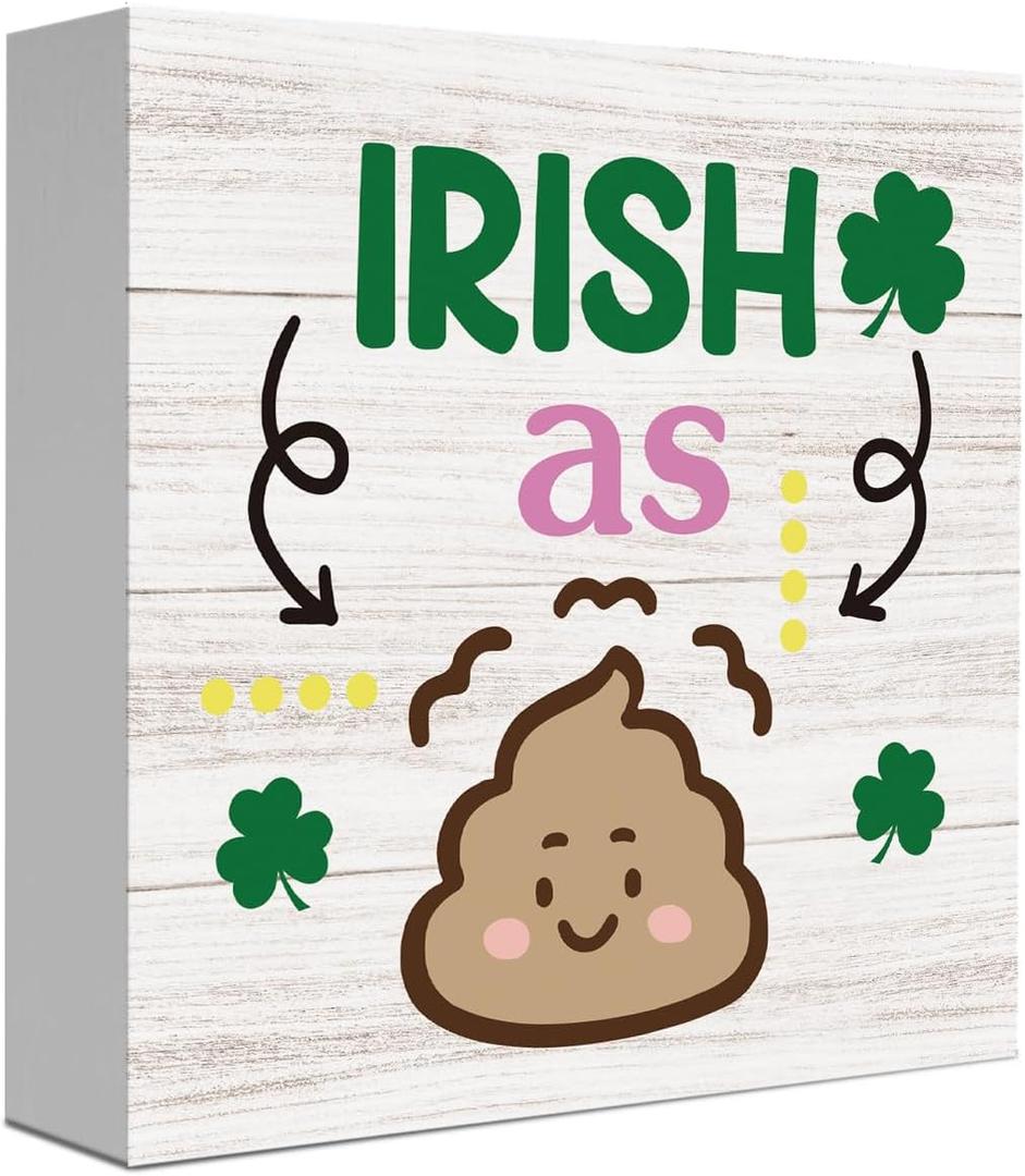 Funny St Patricks Day Irish Decor Bathroom Desk Accessories St Patricks Irish Shamrock Decorations for Home Toilet Shelves Restroom Desk Decor 5 X 5 Inch (As)