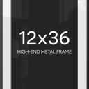 Homeforia 12x36 Black Picture Frame, High-End Metal, 10x30 Mat, Glass