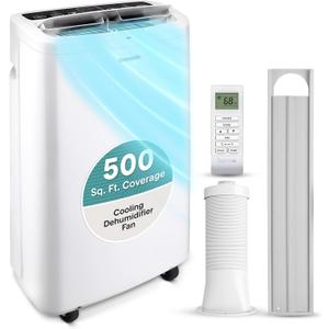 SereneLife Small Air Conditioner Portable 14,000 BTU with Built-in Dehumidifier - Portable AC unit for rooms up to 650 sq ft - Remote Control, Window Mount Exhaust Kit