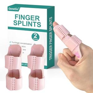 GenetGo Trigger Finger Splint, 2pcs Finger Support Brace Mallet Finger Brace for Index, Middle, Ring Finger - Tendon Release & Pain Relief-Pink (Pink)