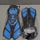 Greatever Snorkel Fins Adjustable Buckles Open Heel Swim Flippers Travel Size Short Swim Fins for Snorkeling Diving Swimming Adult Men Womens (Bright Blue)