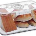 Bread Box Bread Boxes for Kitchen Counter Airtight, Time Recording Bread Storage Container with Lid, Bread Keeper for Homemade Bread, Toast, Bagel, Donut and Cookies, White