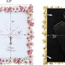 5x7 Pink Floral Picture Frame Unique Memorial Photo Frame with Glass Front, Tabletop Display & Wall Hanging, Gift for Mom and Women