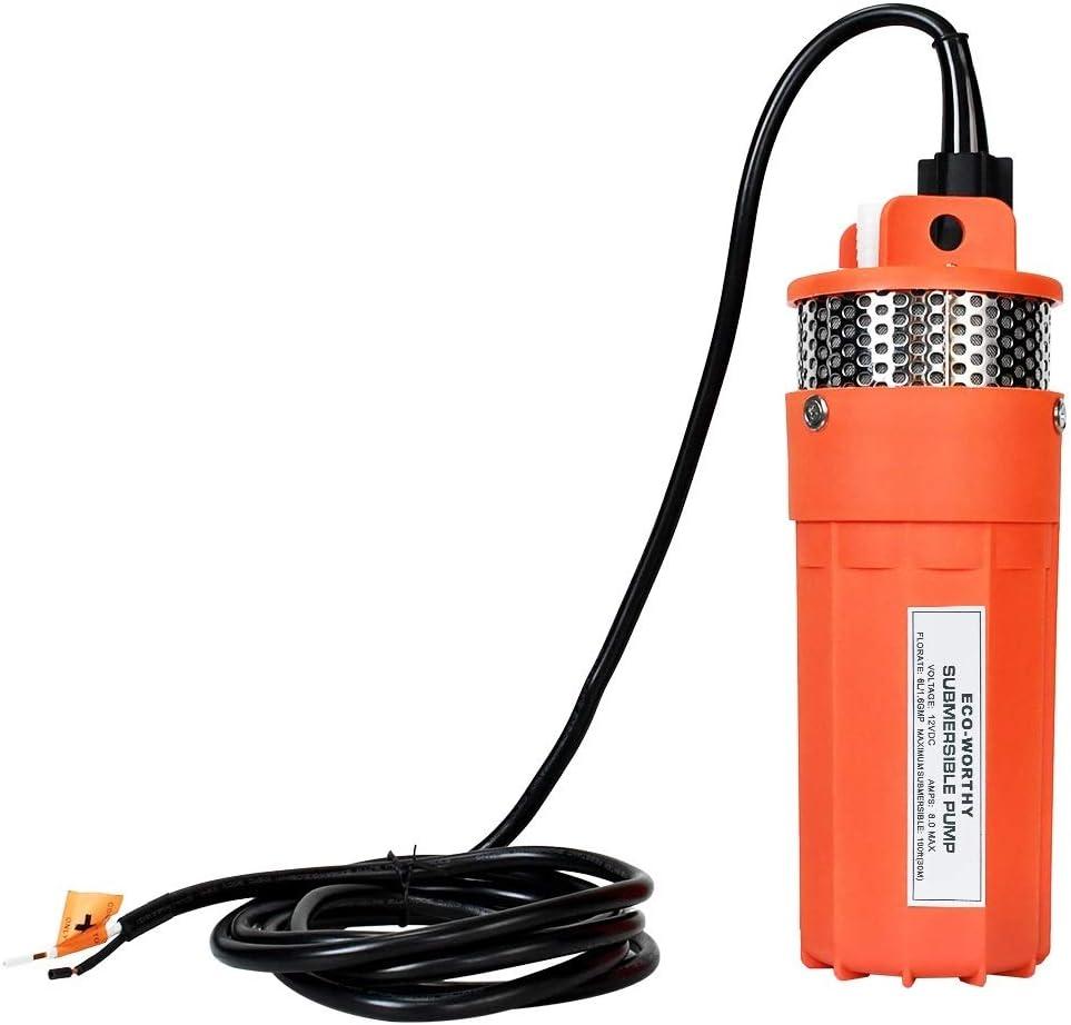 ECO-WORTHY 12V DC Submersible Well Water Pump with 10ft Cable, Water Flow 1.6GPM, Max Lift 100ft/30m, 96W Deep Well Pump for Irrigation, farm, ranch, home