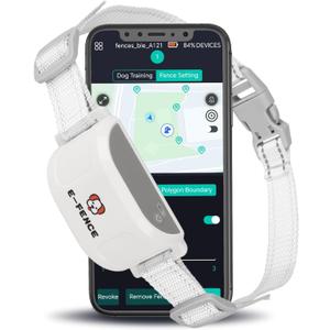 E-FENCE 3-in-1 GPS Dog Tracker/Training Collar/Electronic Fence Wireless Electric Collar Fence for Dogs,Pet Containment System,Adjustable Irregular Boundary,Outdoor Use Only