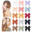 Niceye Fable Girls Hair Bows Cotton Linen Alligator Hair Clips or Little Girls Toddlers Kids Neutral Handmade Hair Accessories - 5.5 bow (Gentle Pink)