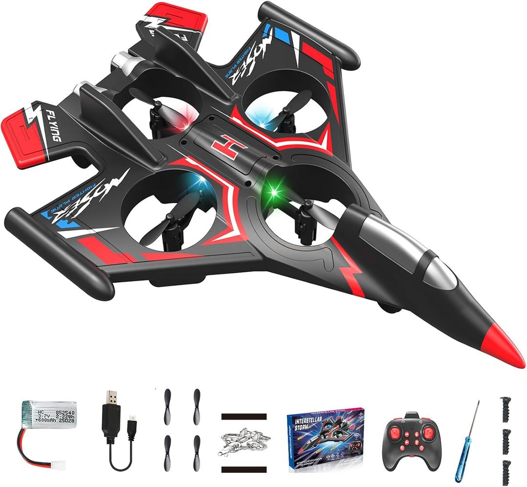 RC PlaneFoam Airplane Toy Drone Remote Airplane Foam Airplanes for Kids Airplanes for Kids Remote Control Helicopter for Boys 8-12360Flip Fighter Jet with Light(RED)