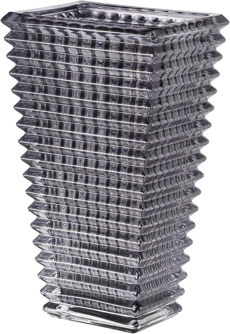 MCMCNCUIU Crystal Glass Vase, Large Crystal Vases for Flowers, Large Flower Vase, Black Modern Vases for Living Room, Bedroom, Kitchen, Dining Table, Mantle, Wedding, 11 Inches