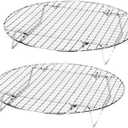 2 Pack Cooking Racks 10.5 inch Grids Steamer Baking Round Cooling Racks with Folding Feet Dehydrator Trays Stackable Barbecue Carbon Grates for Air Fryer