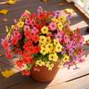 Artificial Flowers for Outdoor,12 Bundles Silk Fake Flowers,UV Resistant Realistic Plastic Faux Plants,No Fade Colorful Daisy for Porch,Patio,Garden,Window Box (4 Multicolor)