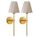 KUAUGST Wall Sconces Sets of 2, Retro Industrial Wall Lamps, Bathroom Vanity Sconces Wall Lighting with Gold Fabric Shade, Suitable for Bedroom Living Room Corridor Kitchen
