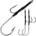 Double Hook Rigs for Trolling Chunking, 3pcs Double Trolling Hooks Saltwater Big Game Stainless Steel Fishing Hooks for Marlin Shark Tuna Wahoo Dorado Fishing (9/0-3pcs)