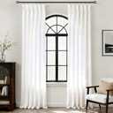 White Pinch Pleat Linen Curtains 84 inch Long 2 Panels Set for Living Room Modern Elegant Light Filtering Semi Sheer Coastal Decor Cotton Textured Gauze Curtain Triple Pleated White Drapes 84 Length
