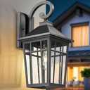 Darkaway Large Outdoor Wall Lights for House, 18inch Exterior Lighting Fixtures Wall Mount Outdoor Porch Lights Waterproof Black Outdoor Sconce Lights with Seeded Glass for Patio Hallway Garage