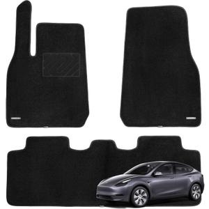 WENNEBIRD Superior Carpet Floor Mats for 2020-2025 Tesla Model Y, 0.6-Inch Ultra-Thick, Noise-Reducing, All-Weather Waterproof Anti-Slip 3-Pc Set