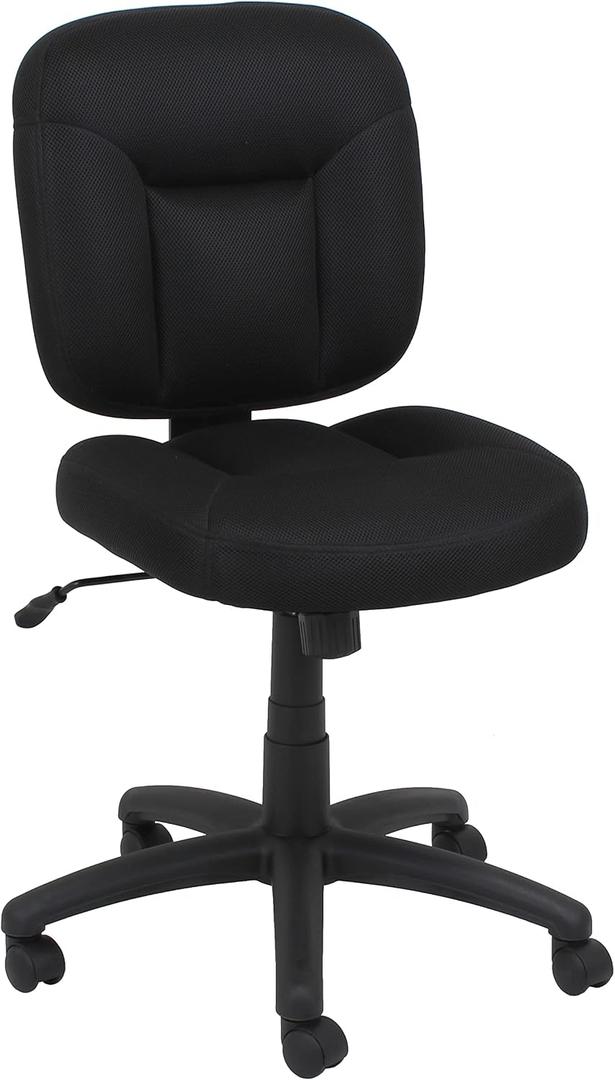 Amazon Basics Low-Back Office Desk Chair with Back Support, Adjustable Height, 360 Degree Swivel, Fabric Upholstery, Rolling, Black