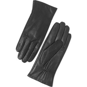 YISEVEN Womens Sheepskin Leather Gloves with Floral Embroidery and Animal Print (6.5"/S, Black - Small Spot)