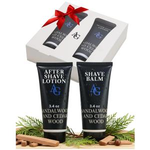 ADELEGOURDAIN Self-Care Kit for Men Set with Shave Balm and After Shave Lotion - Shave Balm for Sensitive Skin - Birthday Gift Idea for Him - 2 x 3.4 fl oz Razor Burn Cooling & Soothes Skin