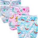 Pet Soft Female Dog Diapers, 3 Pack Washable Dog Diapers Female for Dogs in Heat Reusable Dogs Period Panties, Puppy Diapers (Animals, XS) (X-Small:7''-10'')