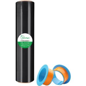 18" Black Plastic Shrink Wrap Roll for Moving, Furniture Wrapping, 1500 Feet, 80 Gauge, 500% Stretch, Industrial Strength Film with Handle for Packing, Residue-Free, Machine & Hand Use, 1-Rolls