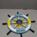 Tvoip 1Pcs 17.7" Diameter Nautical Beach Wooden Boat Ship Steering Wheel Fishing Net Shell Home Wall Decor Home Decoration Wall Hangings Accessories (Yellow)