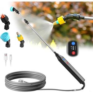 SideKing 23.6" Battery Powered Sprayer Wand, 2025 Upgraded Electric Sprayer Telescopic Wand with 3 Spray Forces, Battery Indicator, 16.4FT Hose, 3 Mist Nozzles for Lawn and Garden