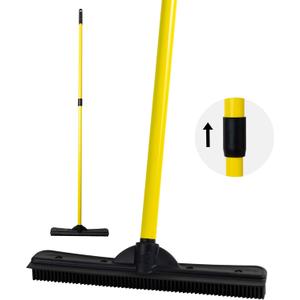 FURemover Original Pet Hair Rubber Broom with Squeegee, with 58" Telescopic Handle for Carpet, Tile and Hardwood