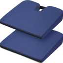 2 Pcs Wedge Seat Cushion for Coccyx 15" Gradual Slope Sciatica Tailbone Cushion with Washable Cover Soft Foam Pad for Pain Relief Driving Office Chairs Recliner Wheelchair, Blue