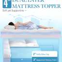 BDEUS Waterproof Dual Layer 4 Inch Memory Foam Mattress Topper Full Size, 2 Inch Gel Memory Foam Plus 2 Inch Down Alternative Quilted Pillow Top Mattress Pad Cover for Kids, Pets