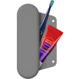 Silicone Electric Toothbrush Travel Cover, Toothbrush Travel Containers Bag Case for Men and Women,Keeps Toothbrush Fresh and Clean, Fits Most Manual and Electric Toothbrushes - Gray