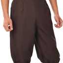 BLESSUME Retro Colonial Pants Renaissance Mens Knicker Pants Breeches (Brown, M)