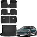 Auxko All Weather Floor Mats Cargo Mat with Backrest Mat for Hyundai Ioniq 5 Limited Movable Center Console 2022-2024 TPE Liners Accessories Guard Odorless Anti-Slip Floor Liners & Trunk Liner