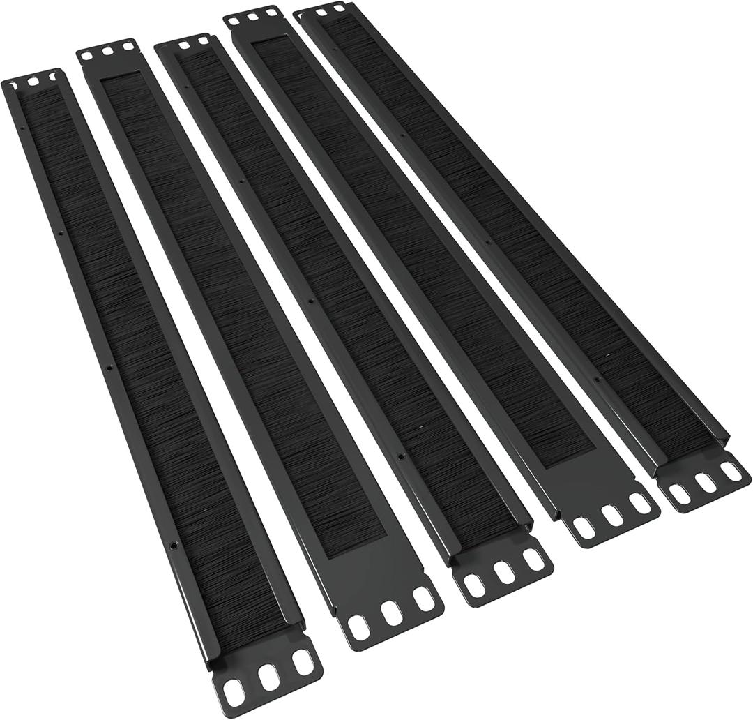1U Brush Panel (5 Pack) 19 inch Rackmount Strip Cable Management Spacer for Network Server Rack Cabinet Enclosure - High Density Filler (Increased Airflow - Decreased Dust Accumulation) Tupavco TP1750