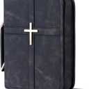 Vegan Leather Bible Cover Case, Bible Bag with Phone Pocket, Bible Case for Men Women, Christian Gift Box Packaging (Black)