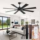ZMISHIBO 62 Inch Ceiling Fan No Light with Remote Control, 8 Blades, Black