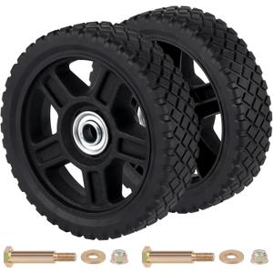 CheeMuii 6 Inch Lawn Mower Wheels 2 Pack 6" Push Mower Wheels with Bolts Gaskets and Lock Nuts Kit Fit for Most Standard push Lawn Mowers/Generator/Garden Tiller/Handtruck