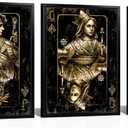 Visual Art Decor Game Room Decor Gaming Canvas Wall Art Playing Cards Painting Framed Print 12"x16"x3Pcs, Playroom Teen Boy Bedroom Decor (Gold)