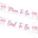 Pink Bow Mom to Be Dad to Be Baby Shower Sashes Pink Bows Baby Shower Party Favors Sash Set for New Parents Bow Knot Gender Reveal Party Supply Photo Props Accessory