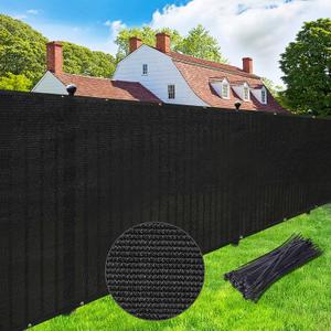 UPGRADE Privacy Screen Fence 8' x 25' Commercial Shade Cover with Brass Grommets Heavy Duty Perfect for Outdoor Back Yard-Black