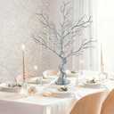 34" Manzanita Centerpiece Tree with 8 Acrylic Bead Chains for Wedding Banquet Birthday Party Event Tabletop Decorations(Silver, 34")