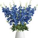 Blue Delphinium Artificial Flowers,8PCS Faux Delphinium Bulk 33.5'' Long Stem Larkspur Silk Flowers for Tall Vase Table Centerpieces Wedding Home Garden Decor(Navy Blue)