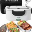 Eocolz Electric Lunch Box Food Heater 60-80W for Adults, Portable Food Warmer Heated Lunch Box for Car Truck Work with 1.5L Stainless Steel Container Fork & Spoon 12/24/110V Lonchera Elctrica
